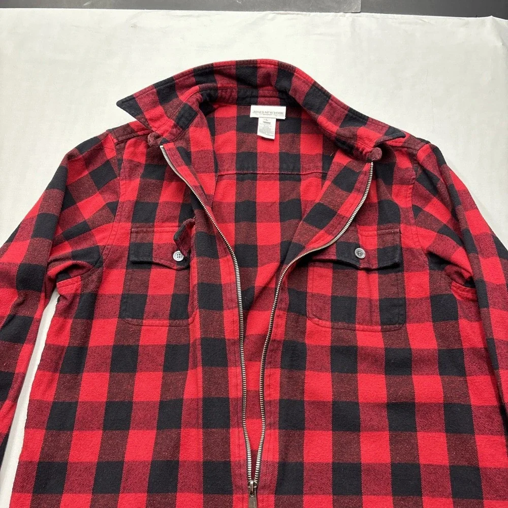 Jones New‎ York Women's Lg Red & Black Buffalo Plaid Jacket